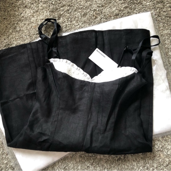 NWT Reformation Lovella Linen Dress - Black - Picture 5 of 9